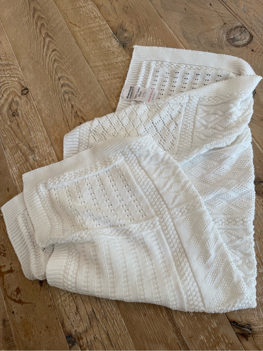 Silvercloud White Knit Shawl Baby Blanket